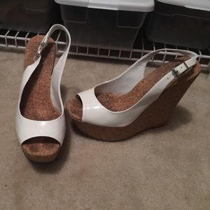 Jessica Simpson platform white wedges