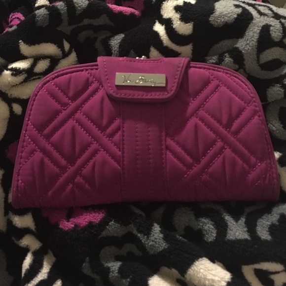 Vera Bradley Magenta microfiber kiss n snap wallet