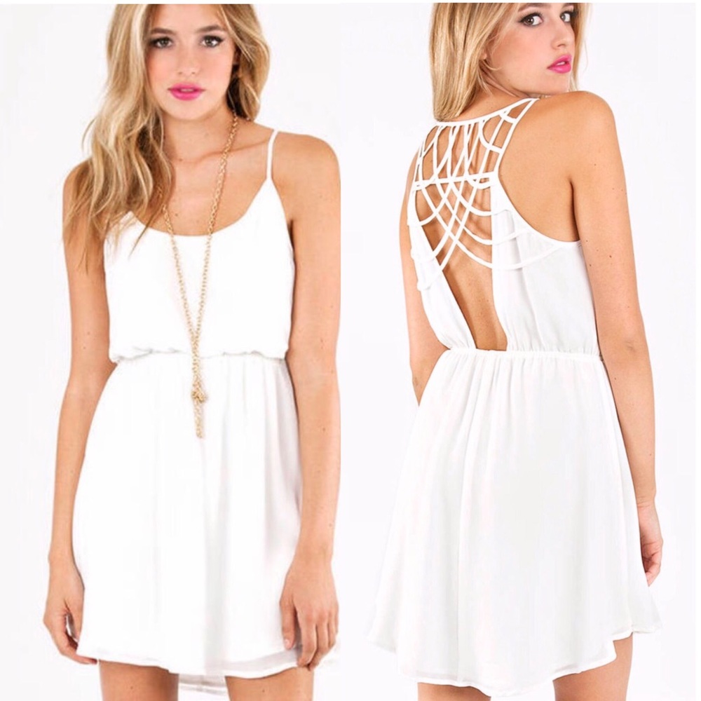 Lost April White Lattice Dress