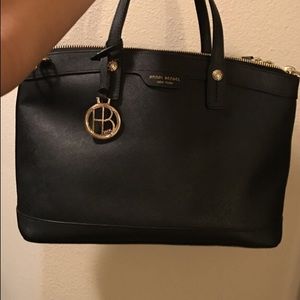 Henri Bendel black leather bag & shoulder strap