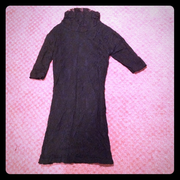 Black lace long top
