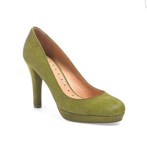 Brooks Brothers Green Haircalf Platform Pumps