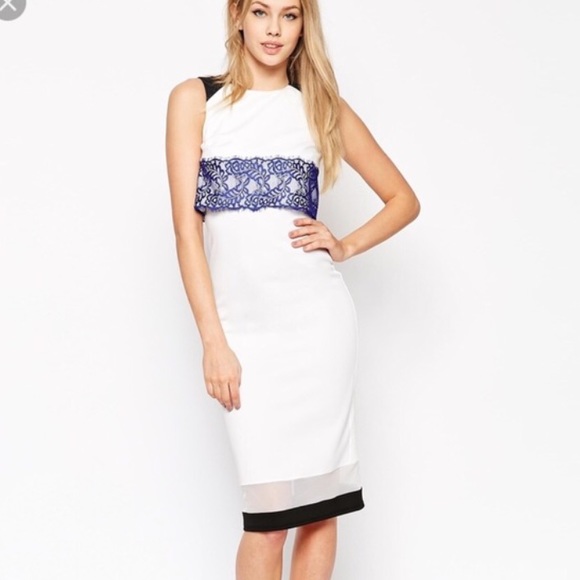 ASOS Dresses & Skirts - ASOS blue lace scuba crop top dress