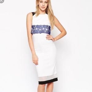 ASOS blue lace scuba crop top dress