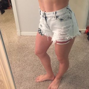 High wasted American flag shorts