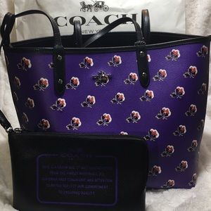 COACH REVERSIBLE TOTE BRAMBLE ROSE FLORAL CANVAS