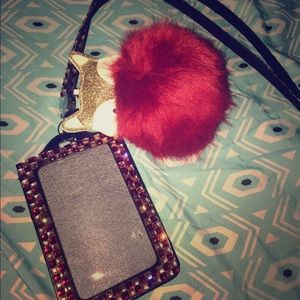 Bedazzled lanyard w/ fox puff ball attached