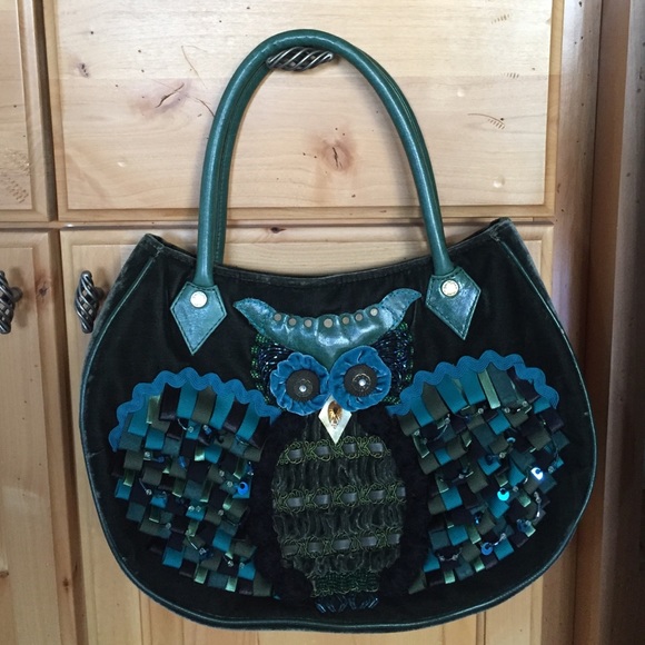 Anthropologie Velvet Owl Purse