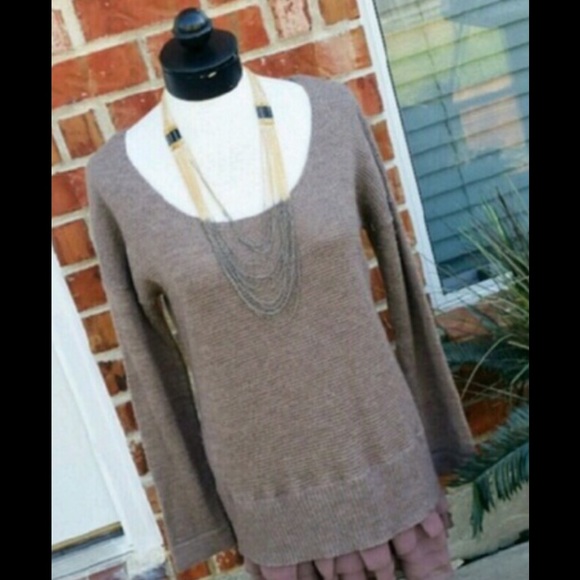 Soft Surroundings Ruffle Hem Taupe Sweater