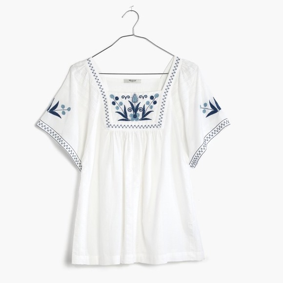 Embroidered Alma Peasant Top