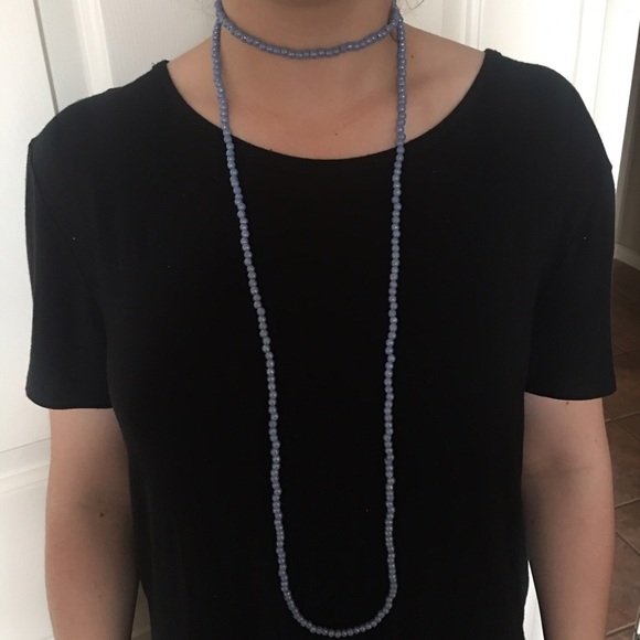 ADORABLE blue beaded longgggg necklace - Picture 1 of 2