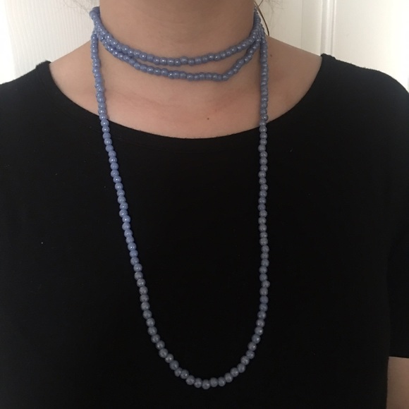 ADORABLE blue beaded longgggg necklace - Picture 2 of 2