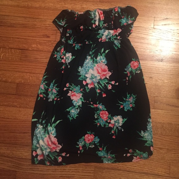 Dresses - Swim Cover Up - Floral Strapless Dress Dresses - Swim Cover Up - Floral Strapless Dress