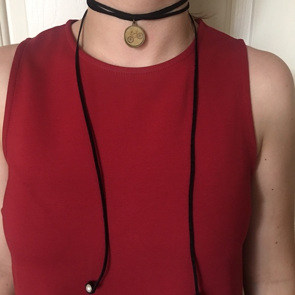 Multiwear necklace/choker/bracelet with bike charm - Picture 1 of 2