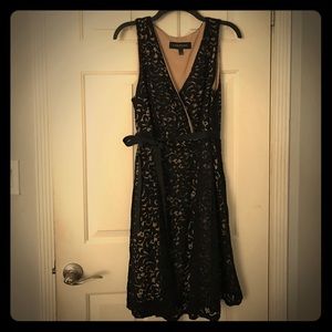 Black and Tan, lace dress, knee length.