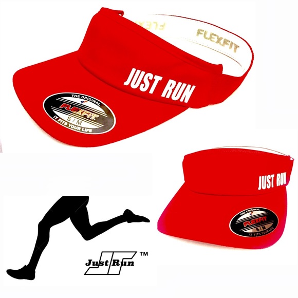 Brand new JUST RUN  red flex fit visors