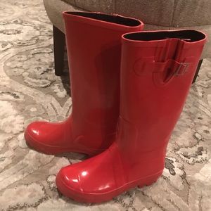 Red rain boots