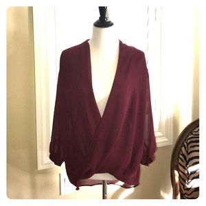 Sheer "Kut from theCloth" blouse. Burgundy color