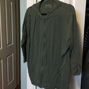 Olive Green Eddie Bauer 3/4 Sleeve Hoodie XXL