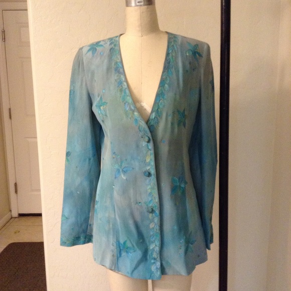 Rare one of a kind hand-painted silk jacket