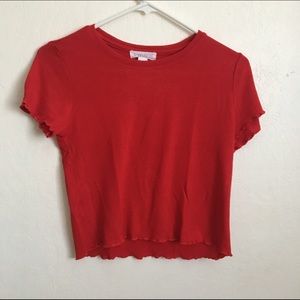 red lettuce edge crop top