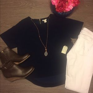 Forever21 Navy Hi Lo Top