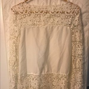 Crochet detail white blouse