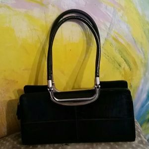 Black leather hand bag