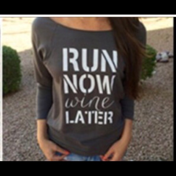 THINK VINTAGE ONLINE Tops - ✨1 SHOULDER RUN NOW WINE LATER TOP *Nwt*✨