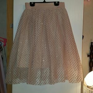 Gold Polka Dot Midi Skirt