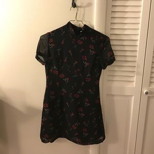 lulus red and black floral print collar dress