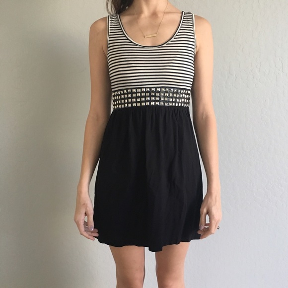 Studded black and white dress