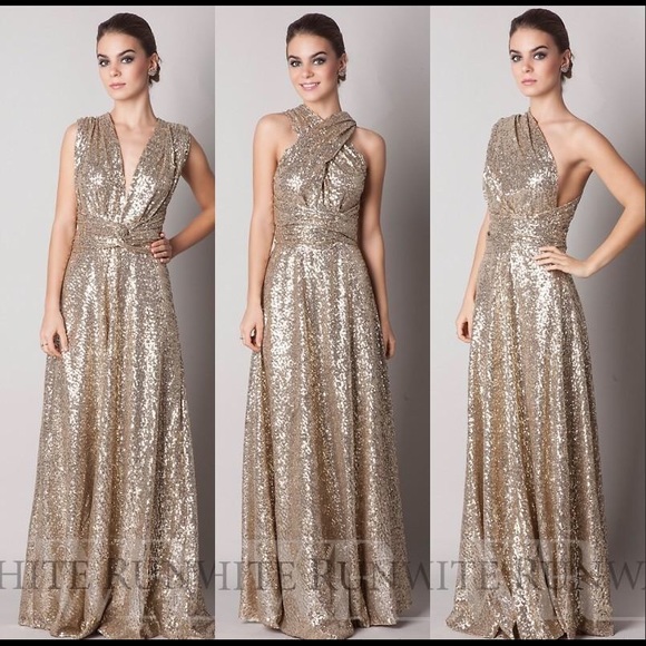 Convertible gold sequin dress