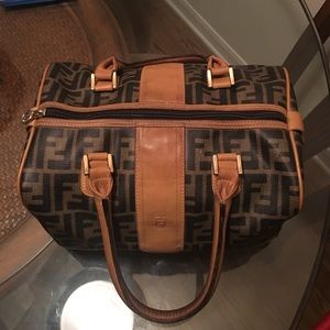 Auth Vint FENDI Zucca Monogram Satchel Boston Bag