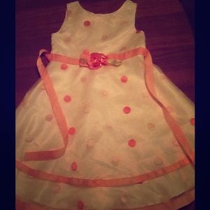 Youngland White & Pink Polka Dot Dress