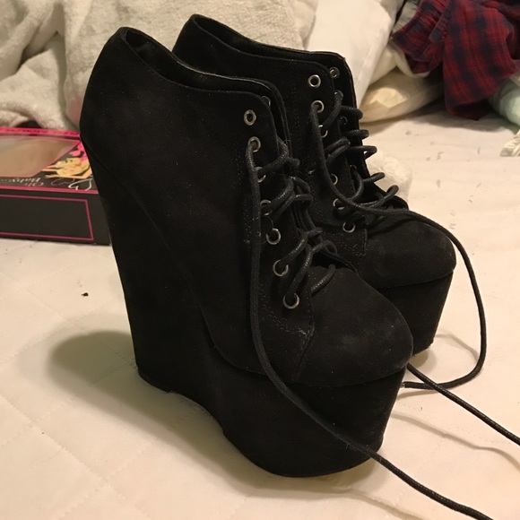 Black wedge booties