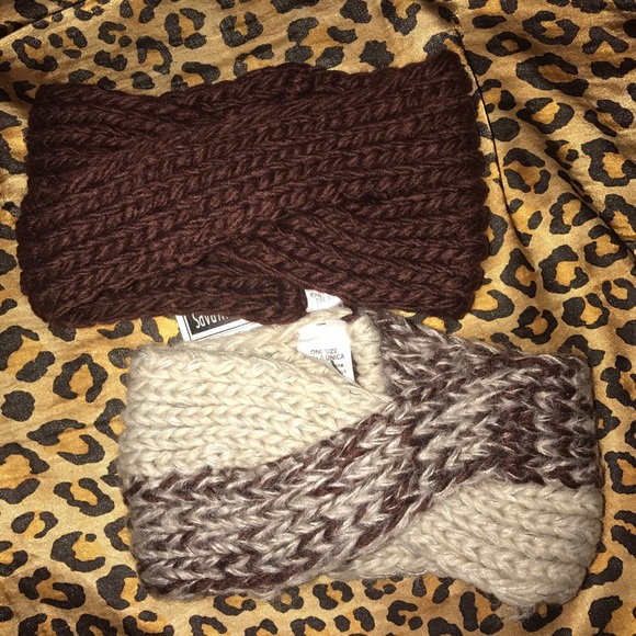 Brown knitted headbands