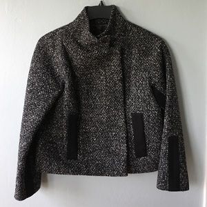 J Crew A Line Boucle Jacket with Grosgrain