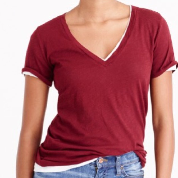 NWT J. Crew Neon Vintage Cotton V Neck T Medium - Picture 2 of 3