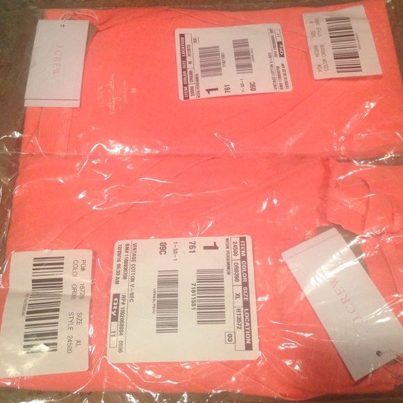NWT J. Crew Neon Vintage Cotton V Neck T Medium - Picture 3 of 3