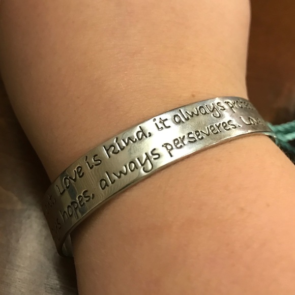 "Love is Patient" Silver Cuff