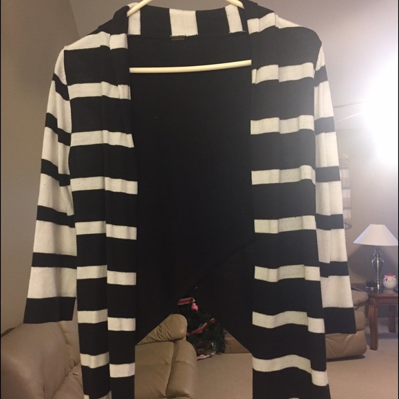 Black and White Striped Cardigan
