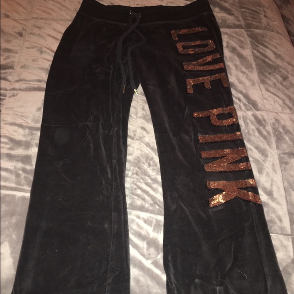 Love pink black sweatpants