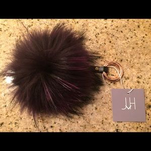 Purple and Black Fur Ball Pom Pom Keychain