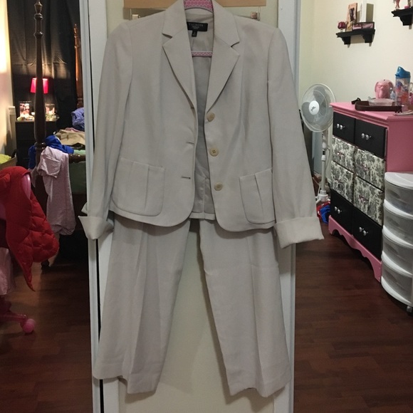 Talbots petite Beige pant suit