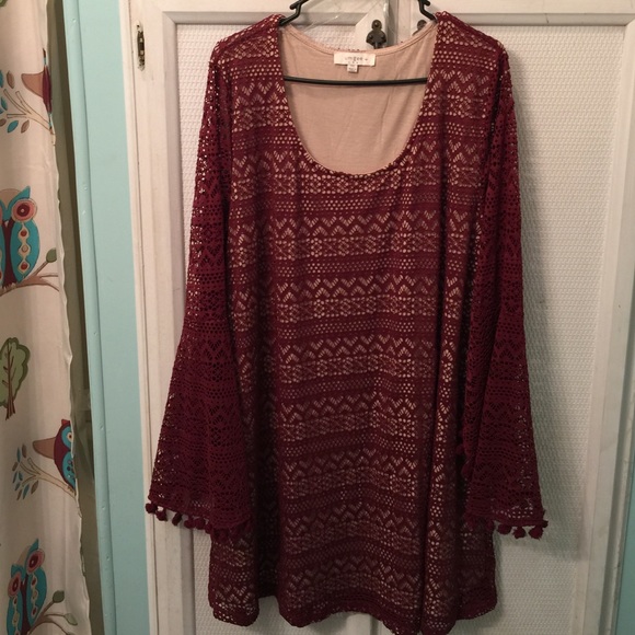 Maroon lace tunic dress