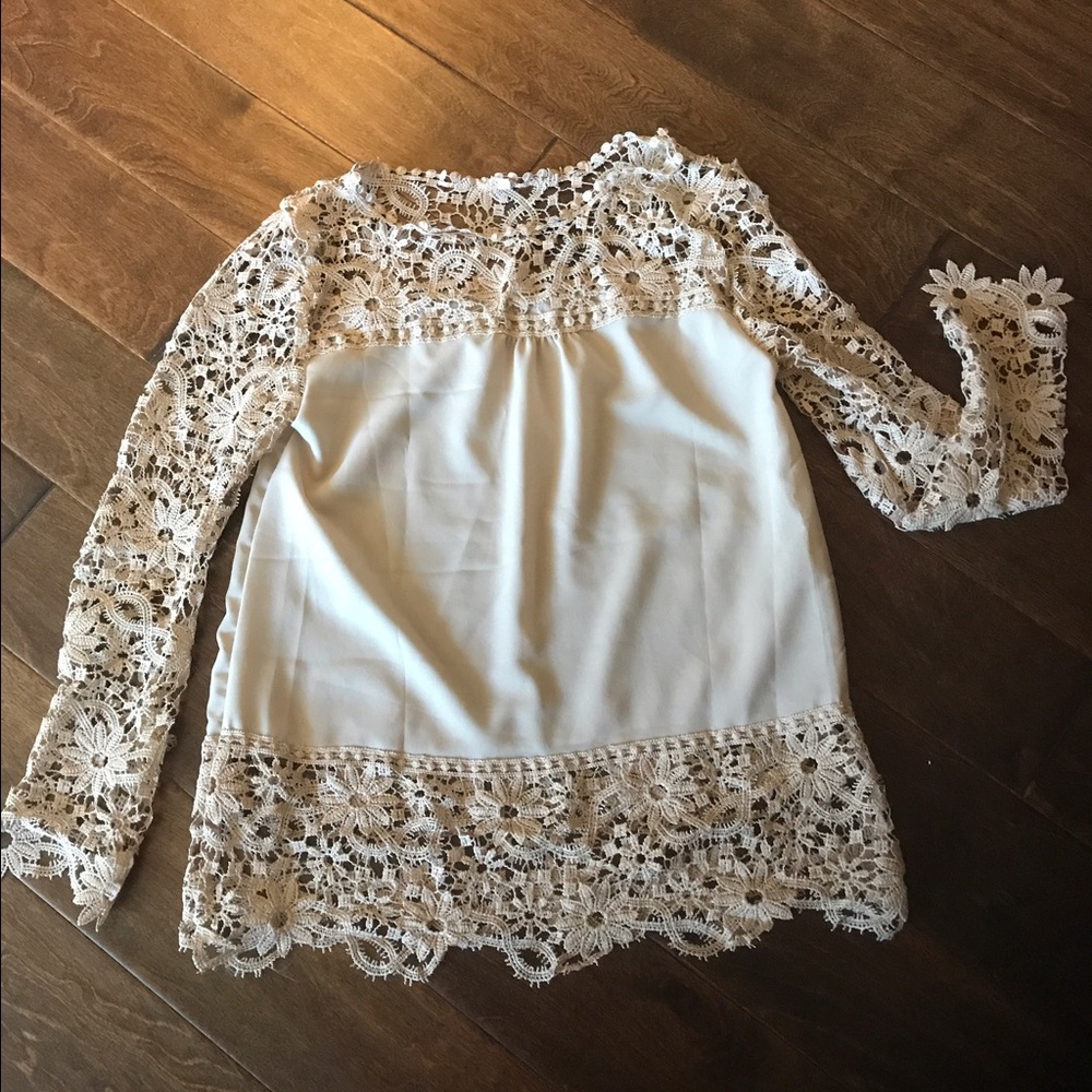πKhaki Lace Baby Doll Top Medium - Picture 4 of 5