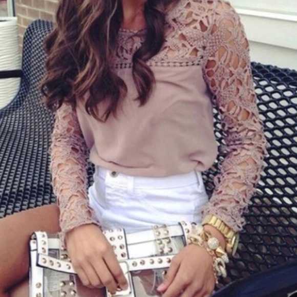 🎉Khaki Lace Baby Doll Top Medium - Picture 2 of 5