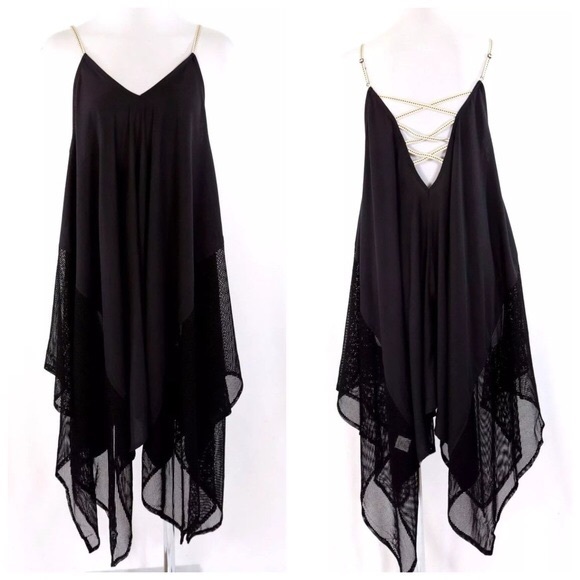 🌺 D3 Black Oversize Sheer Mixed Mesh Tunic Top - Picture 2 of 4