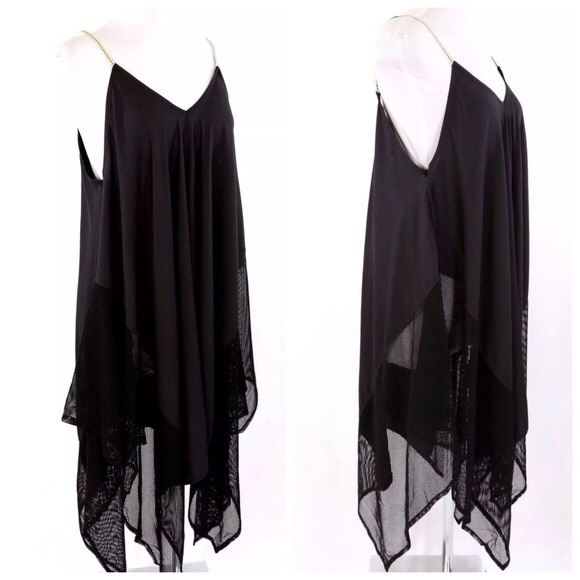 🌺 D3 Black Oversize Sheer Mixed Mesh Tunic Top - Picture 3 of 4